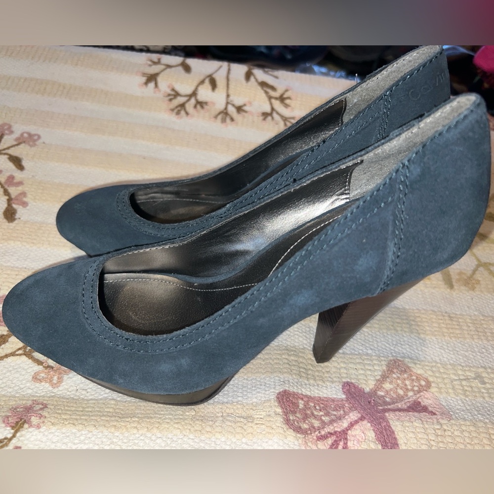 Calvin Klein Women's Teal Suede Heels
